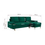 Narożnik LANG L - uniwersalny - ciemnozielony, welwet