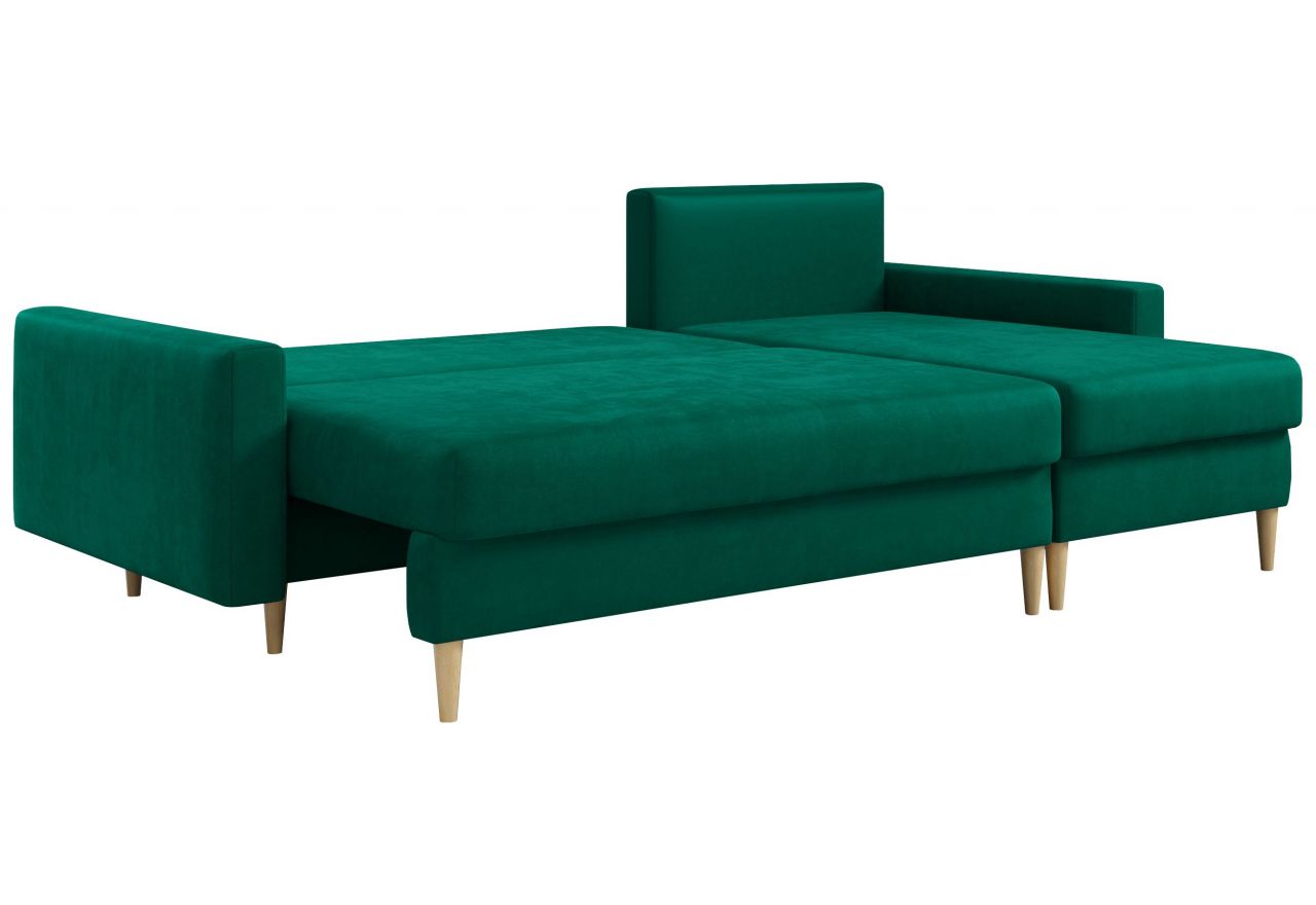 Narożnik LANG L - uniwersalny - ciemnozielony, welwet