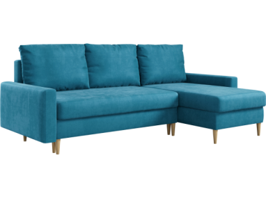 Narożnik LANG L - uniwersalny - niebieski, welwet