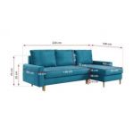 Narożnik LANG L - uniwersalny - niebieski, welwet