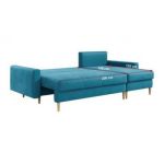 Narożnik LANG L - uniwersalny - niebieski, welwet