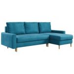 Narożnik LANG L - uniwersalny - niebieski, welwet