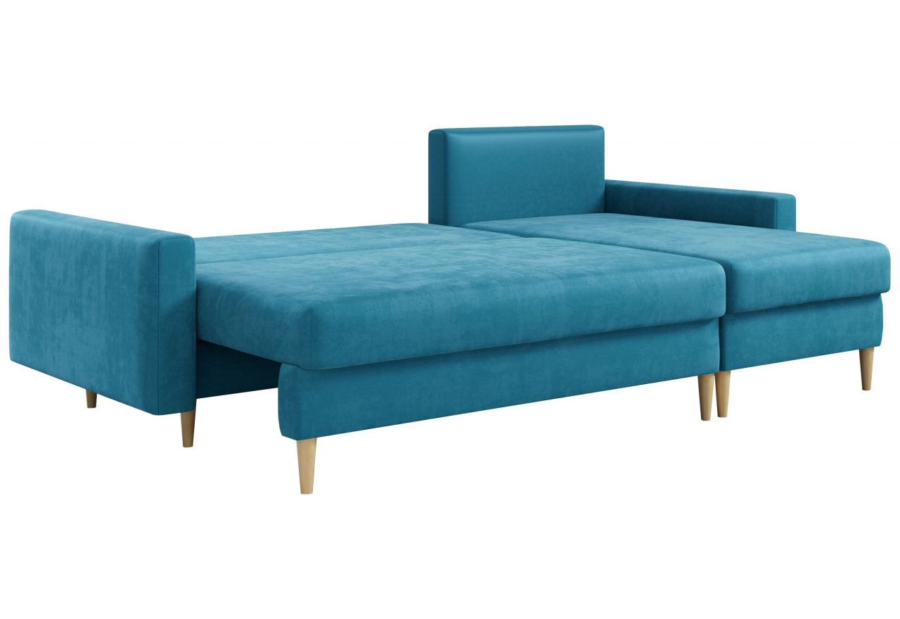 Narożnik LANG L - uniwersalny - niebieski, welwet