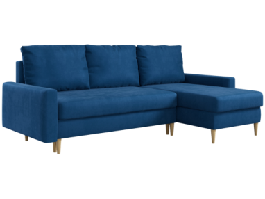 Narożnik LANG L - uniwersalny - ciemnoniebieski, welwet