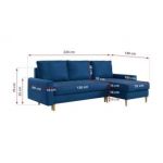 Narożnik LANG L - uniwersalny - ciemnoniebieski, welwet