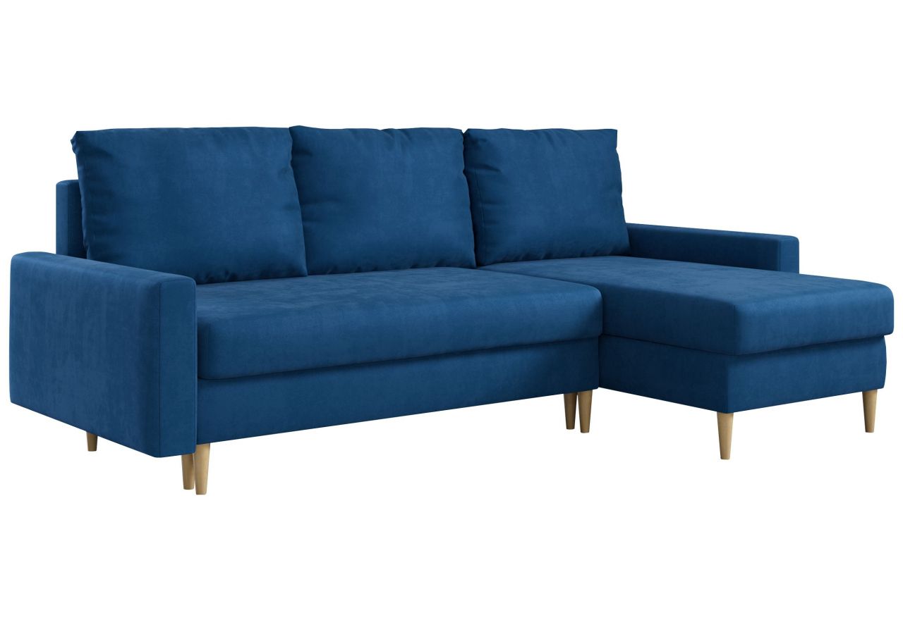 Narożnik LANG L - uniwersalny - ciemnoniebieski, welwet