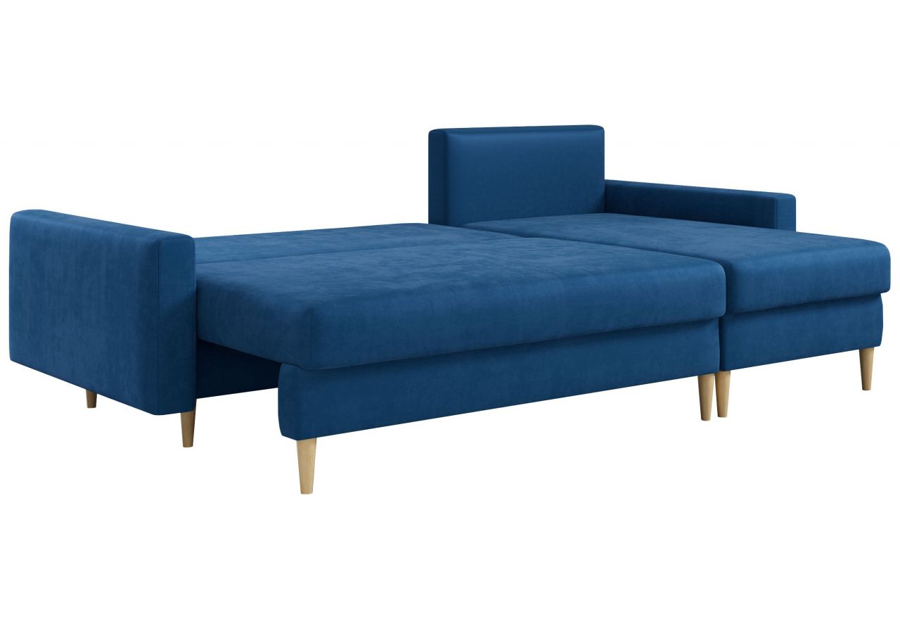 Narożnik LANG L - uniwersalny - ciemnoniebieski, welwet