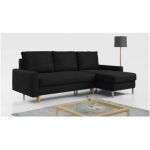 Narożnik LANG L - uniwersalny - czarny, welwet