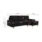 Narożnik LANG L - uniwersalny - czarny, welwet