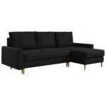 Narożnik LANG L - uniwersalny - czarny, welwet