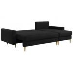 Narożnik LANG L - uniwersalny - czarny, welwet