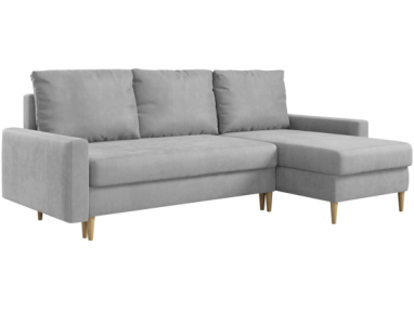 Narożnik LANG L - uniwersalny - jasnoszary, welwet