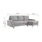 Narożnik LANG L - uniwersalny - jasnoszary, welwet