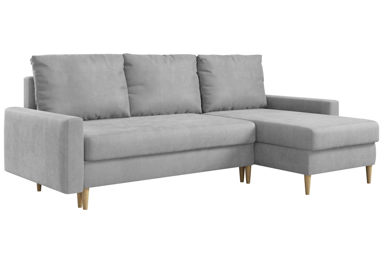 Narożnik LANG L - uniwersalny - jasnoszary, welwet