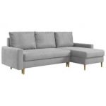 Narożnik LANG L - uniwersalny - jasnoszary, welwet