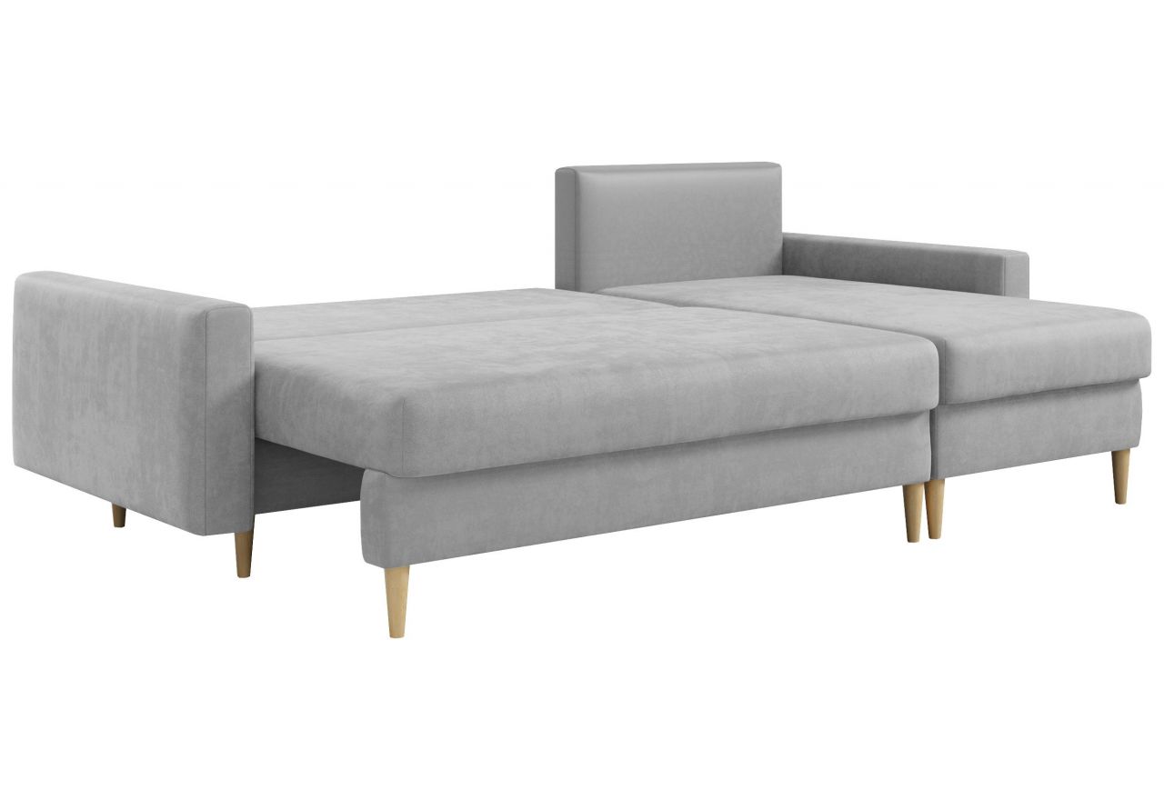 Narożnik LANG L - uniwersalny - jasnoszary, welwet