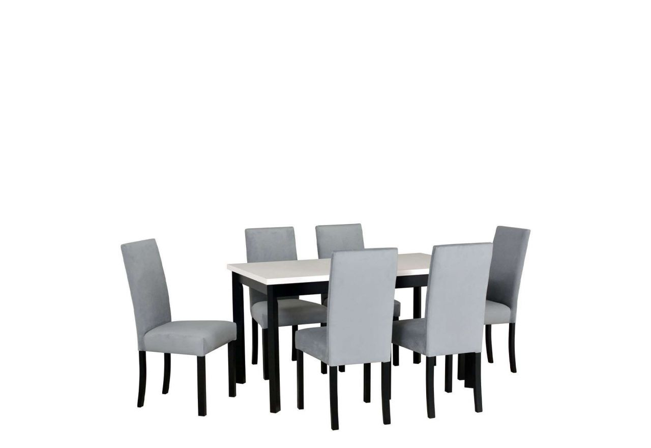 Luksusowy zestaw mebli do jadalni z modnymi tapicerowanymi krzesłami - stół MODUS 1 P + krzesła AKU 2