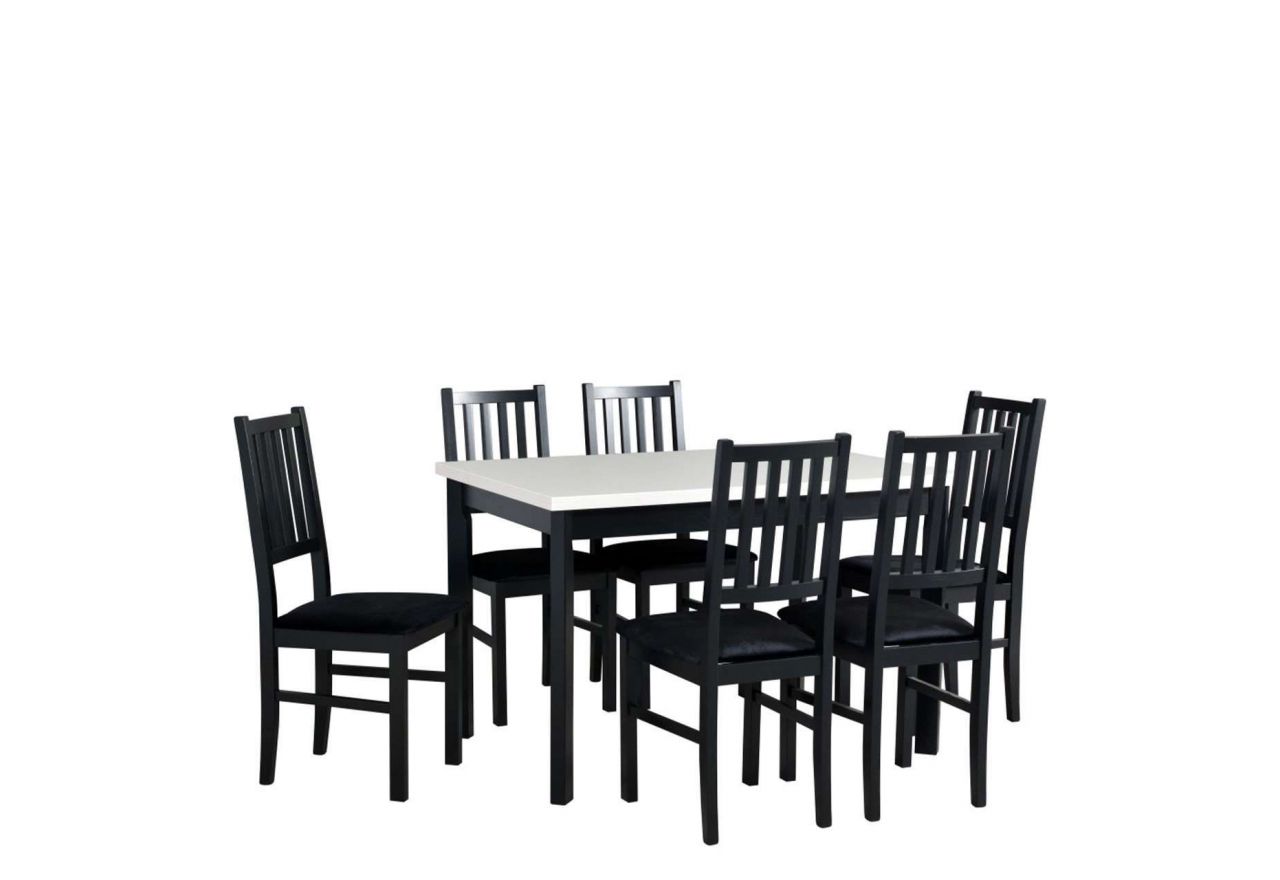 Zestaw mebli do jadalni w czarnym kolorze, stół oraz krzesła - stół MASTER 5 P + krzesła NUN 7