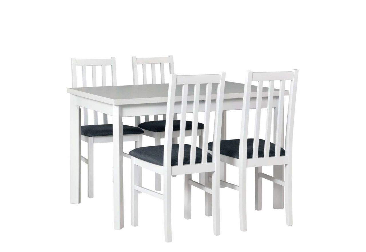 Biały zestaw mebli, stół oraz krzesła tapicerowane - stół MASTER 5 P + krzesła ANAT 10
