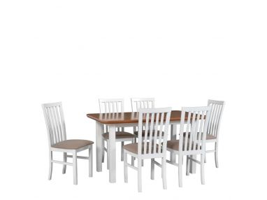 Gustowny komplet, zestaw mebli do jadalni z tapicerowanymi krzesłami - stół MARS 2 + krzesła MONTU 1