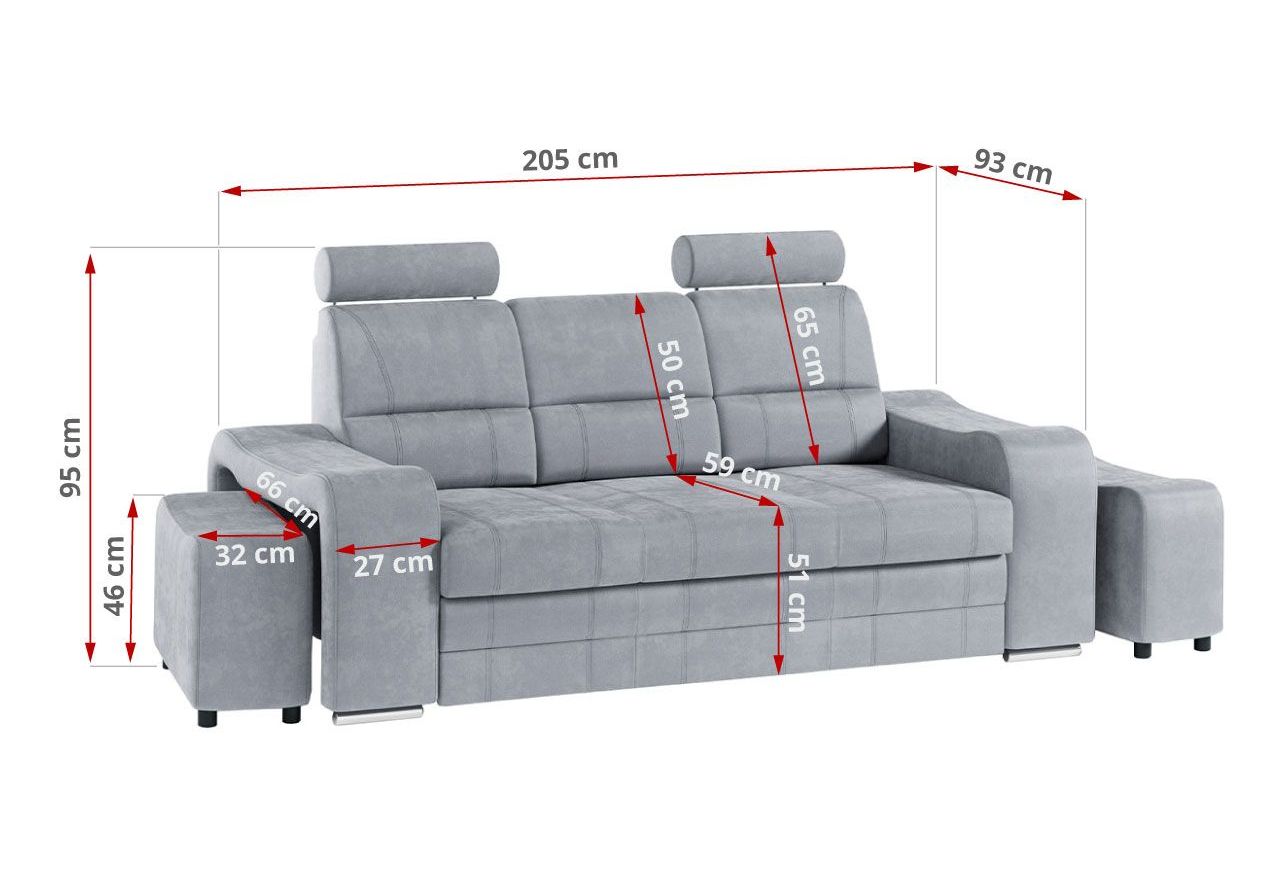 Sofa WESA - jasnoszary, welwet