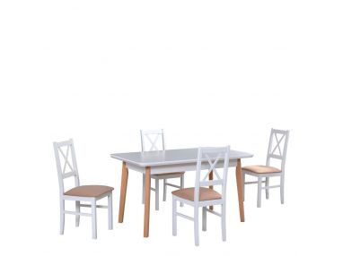 Elegancki zestaw mebli z krzesłami do kuchni w stylu skandynawskim - stół COMA 7 + krzesła NUN 10