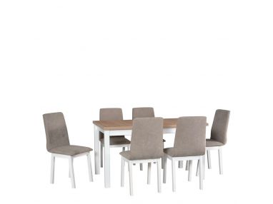 Duży zestaw mebli do jadalni i kuchni - stół LABO 2 + krzesła REM 5
