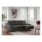 Narożnik COLIN L - uniwersalny - ciemnoszary, welwet