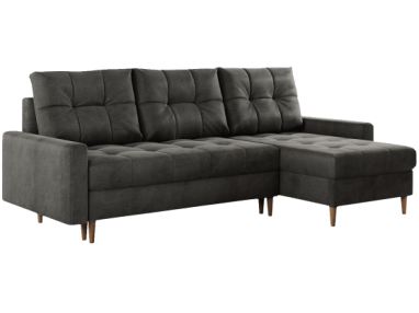 Narożnik COLIN L - uniwersalny - ciemnoszary, welwet