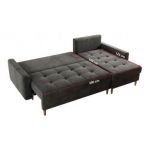 Narożnik COLIN L - uniwersalny - ciemnoszary, welwet