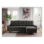 Narożnik COLIN L - uniwersalny - ciemnoszary, welwet