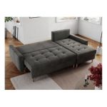 Narożnik COLIN L - uniwersalny - ciemnoszary, welwet