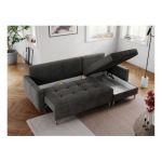 Narożnik COLIN L - uniwersalny - ciemnoszary, welwet