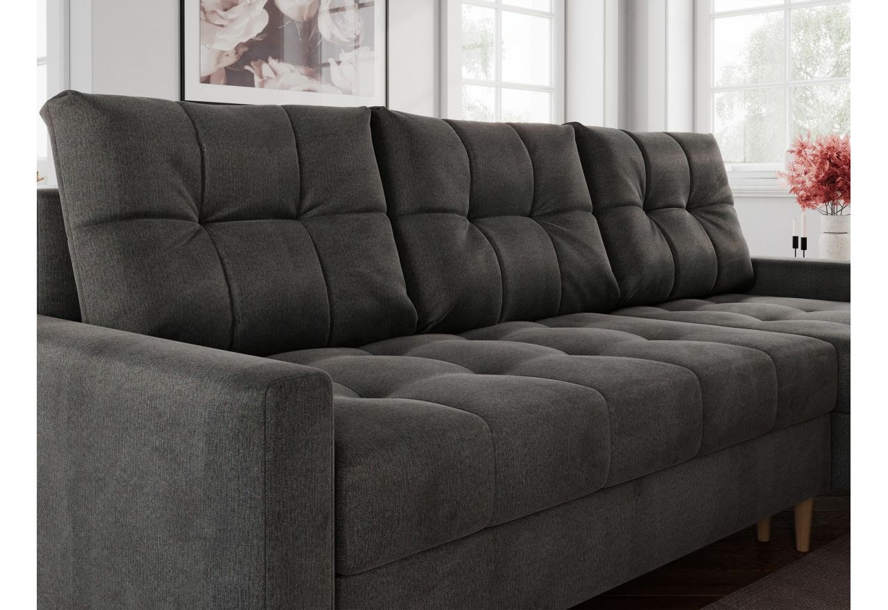 Narożnik COLIN L - uniwersalny - ciemnoszary, welwet