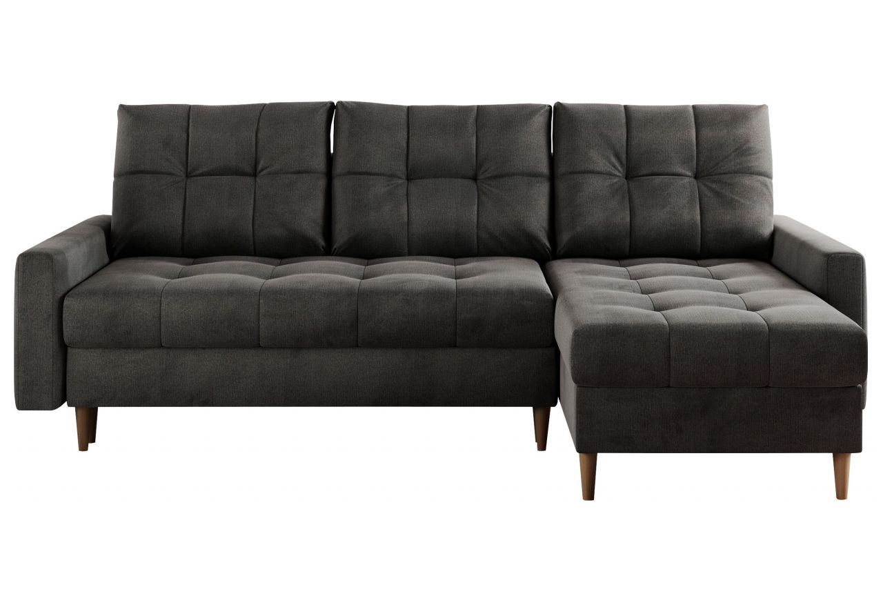 Narożnik COLIN L - uniwersalny - ciemnoszary, welwet