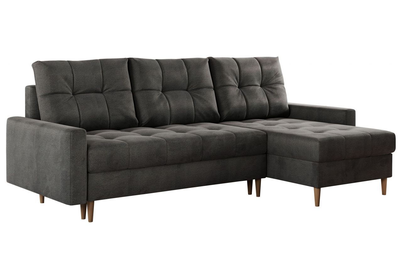 Narożnik COLIN L - uniwersalny - ciemnoszary, welwet