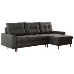 Narożnik COLIN L - uniwersalny - ciemnoszary, welwet