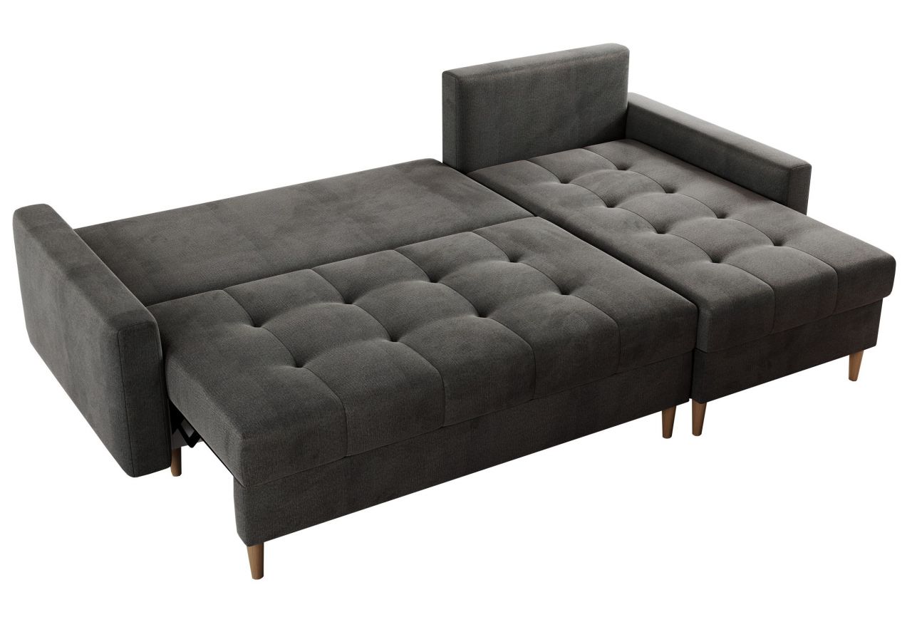 Narożnik COLIN L - uniwersalny - ciemnoszary, welwet