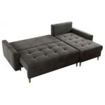 Narożnik COLIN L - uniwersalny - ciemnoszary, welwet