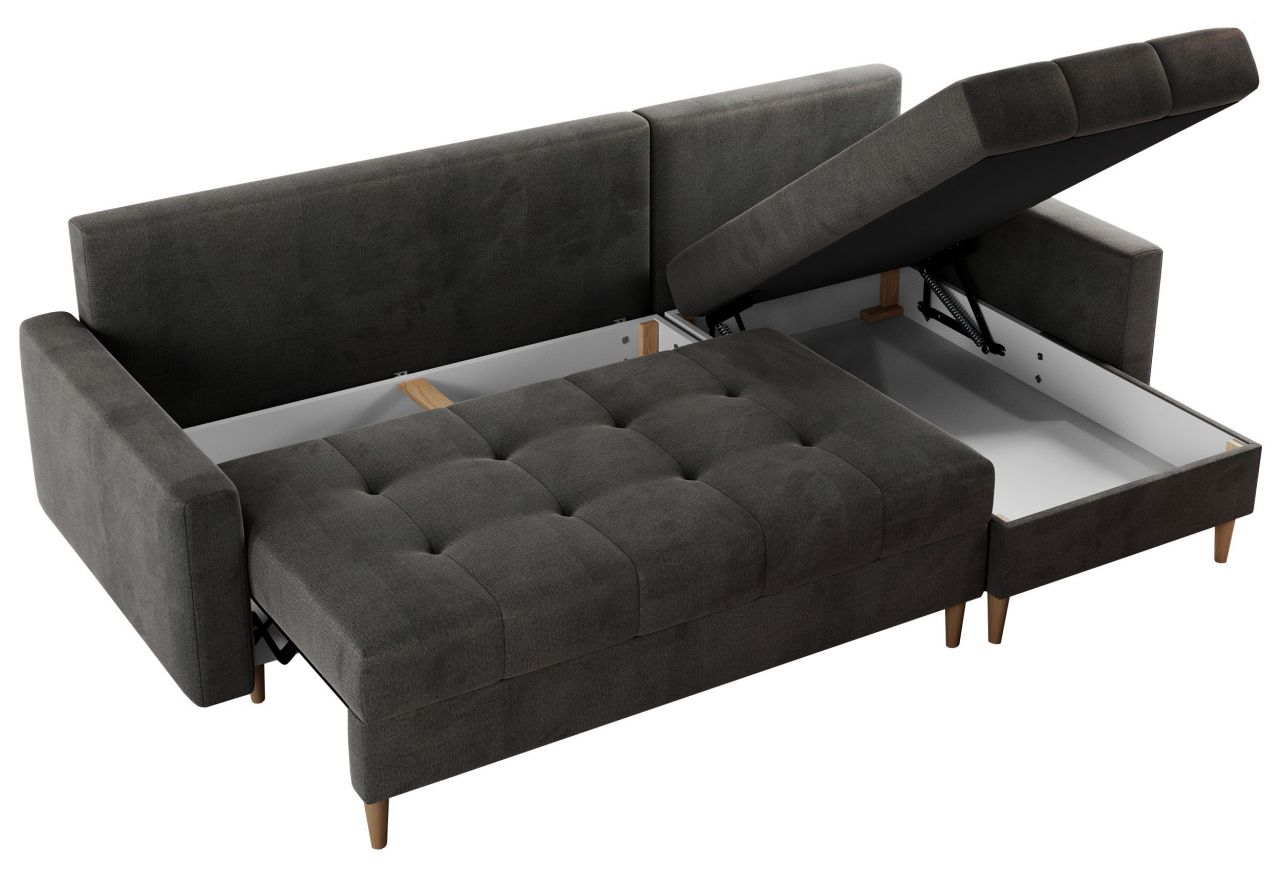 Narożnik COLIN L - uniwersalny - ciemnoszary, welwet