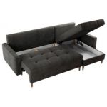 Narożnik COLIN L - uniwersalny - ciemnoszary, welwet