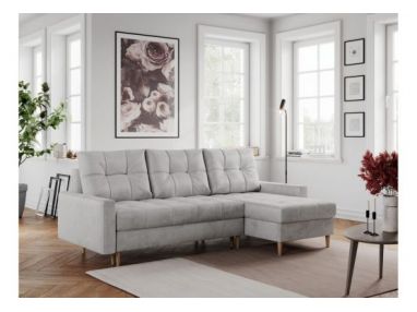 Narożnik COLIN L - uniwersalny - jasnoszary, welwet