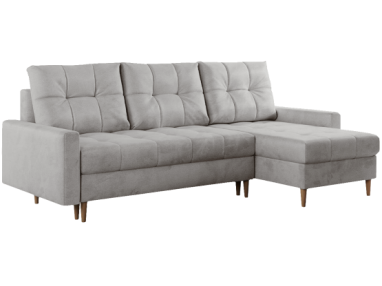 Narożnik COLIN L - uniwersalny - jasnoszary, welwet