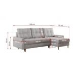 Narożnik COLIN L - uniwersalny - jasnoszary, welwet