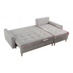 Narożnik COLIN L - uniwersalny - jasnoszary, welwet