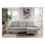 Narożnik COLIN L - uniwersalny - jasnoszary, welwet