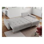 Narożnik COLIN L - uniwersalny - jasnoszary, welwet