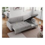 Narożnik COLIN L - uniwersalny - jasnoszary, welwet