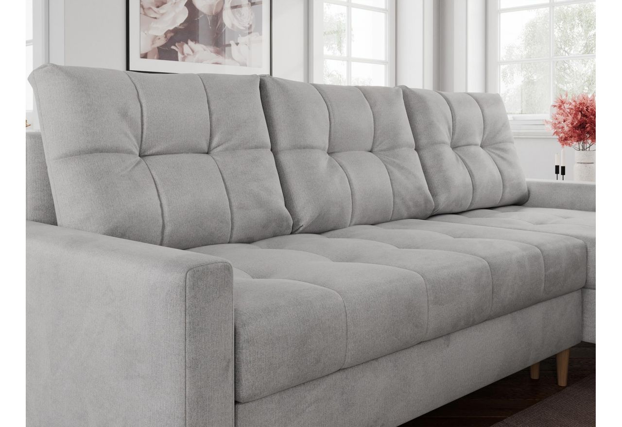 Narożnik COLIN L - uniwersalny - jasnoszary, welwet