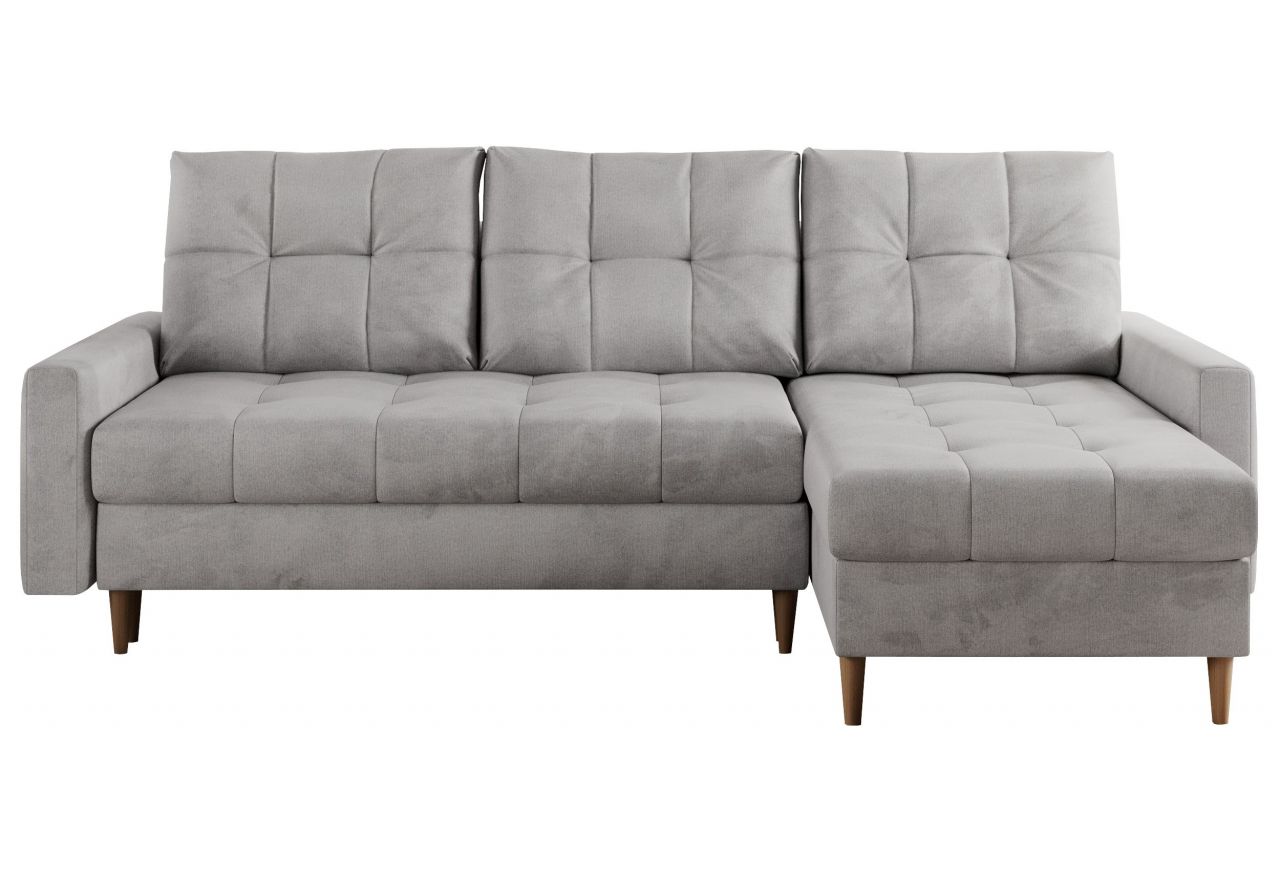 Narożnik COLIN L - uniwersalny - jasnoszary, welwet